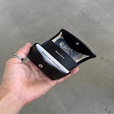 일본 스타일 메종 스본드 소형 가죽 지갑 천연 소가죽 미니멀리스트 콤팩트 동전 지갑 카드 홀더 남녀 공용, 01 회색