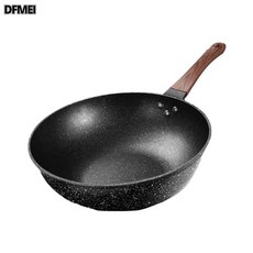DFMEI 黑金剛麥飯石不粘鍋平底家用炒鍋加厚多功能鍋具燃氣竈電磁爐通用, 1個, 黑金剛不粘鍋, 黑金不粘鍋30cm【無蓋款】