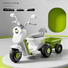 어린이 전동 오토바이 세발자전거, 화이트 듀얼+블루투스 6V7H