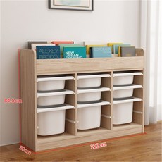 實木兒童玩具收納櫃整理櫃，多功能書架繪本超大容量儲物箱置物架，客廳兒童房玩具書籍收納, 3*4實木櫃【含收納盒】