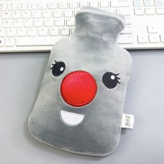 賣場新品冬季必備註水式熱水袋安全保暖卡通熱水袋註水暖水袋熱敷暖肚子女學生可愛毛絨小號暖手寶可插手, 紅鼻子-灰色【500ml】