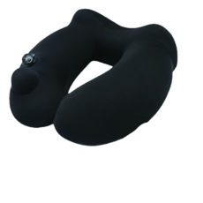 親膚舒適感U型充氣枕，可拆卸帽兜設計，旅行辦公居家休息必備，多色可選, 黑色, 1件