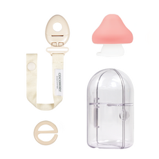 꼬꼬노리 미큐 트리플 세트 실리콘 쪽쪽이 스트랩 케이스, 루루츄:블라썸 핑크+에그링:웜아이보리, 1개