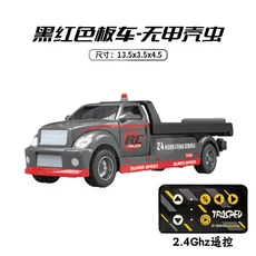 재고 있음 1:64 Rc 자동차 미니 운송 픽업 트레일러 합금 원격 제어 모델 컬렉션 생일 선물 소년 장난감, 02 HG4-185 Black red