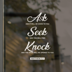 성경 말씀 레터링 스티커 영어 좋은 문구 마태복음 7:7 웰던, 흰색