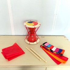 소형장구 미니 무용 전통 타악기 장구 북 줄북 민속 체험 25cm 무용장구 국악기, 1개, 20x25 스카프컬러풀스트랩