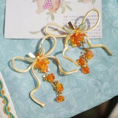 [선물용 추천] 입체 디자인 머리핀 고급 비녀핀, 계화녹색 한쌍