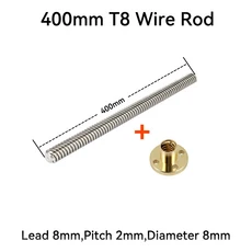 T8 리드 스크류 너트 포함 외경 8mm 피치 길이 황동 Reprap 3D 프린터 부품, 03 400mm