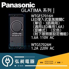 Panasonic GLATIMA WTGF57016H LED 埋入式氣氛開關 C (灰色) 1.6A 110V AC, 詳見包裝, WTGF57016H(灰)
