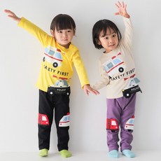 日月星澄 cheekroom 日本品牌童裝知育服翻翻衣，現貨警車救護車車車上衣, 芥末黃,110 cm