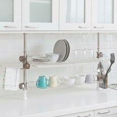 무타공 싱크대 기둥형 식기건조대 2단 800사이즈 선반, 1개, 실버