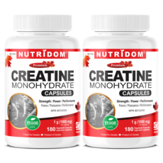 (2병) 캐나다 뉴트리돔 크레아틴 모노하이드레이트 캡슐형 1000mg 180베지캡슐 크레아틴알약 크레아틴추천 헬스보충제, 2개, 180정