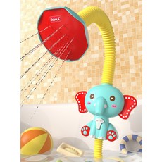 兒童寶寶洗澡玩具玩水神器嬰兒大象花灑電動戲水噴水套裝幼兒, 1個, 小象花灑電池版 袋裝:1pcs