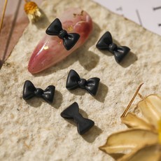 네일파츠 러블리 미니리본파츠 주름리본 네일재료 네일리본, 50개, 블랙