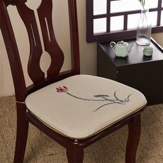 해피유통 중식 전통 디자인 복자 자수 등받이 쿠션 사계절용 편안한 면마 혼방 의자 방석, 43x45cm 스펀지 모델, 22