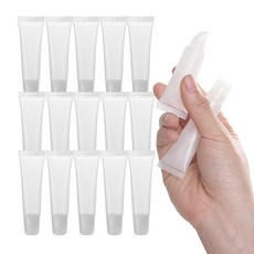 이지유 여행용 공병 립튜브 세트 휴대용 치약 립밤 핸드크림 화장품 소분 용기 튜브, 15개, 투명 15ml