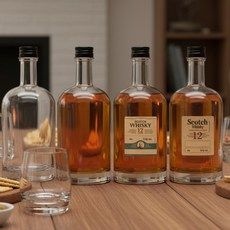 모노 위스키병 500ml 4P세트(속마개 포함) 스크류캡 음료 밀폐유리병, 모노위스키병500ml_4P, 모노위스키병500ml_4P