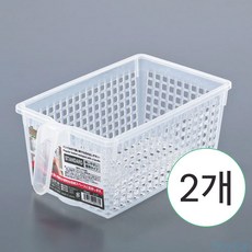 일본 사나다 손잡이 정리바구니 핸디형 수납박스 스토리지, 2개, 클리어