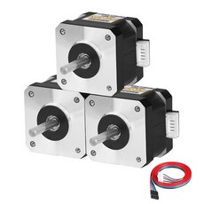 YEJMKJ 3팩 Nema 17 스테퍼 모터 2단계 1.8° 0.29Nm41.07oz·in 하이 토크 바이폴라 34mm 0.4A 30Ω 4리드 샤프트 24mm φ5mm, YEJMKJ 3팩 Nema 17 스테퍼 모터 2단계 1