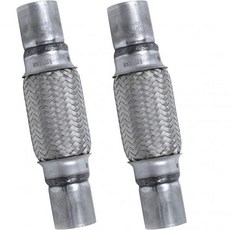 배기 플렉스 파이프 1.75인치 x 6인치 10인치 전체 길이 고강도 스테인리스 강철 이중 사슬 유연한 튜브 2개 세트, 1.75"x6"x10", 2 Pack