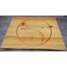 高級日式黃檜木茶盤 台灣黃檜 太極陰陽雕刻 芬芳茶具, 1個, 黃檜