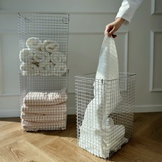 생활탐구 스텐 빨래바구니 와이어 바스켓 팬트리 철제 수납 바구니 장난감 옷 정리 바스켓