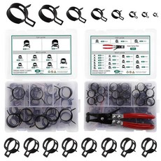 227피스 6-38mm 스프링 밴드 호스 클램프 모음 키트 회전 플랫 연료 플라이어 28가지 사이즈 클립 라인 실리콘 진공 파이프 클램프 에어 튜브 워터 패스너, 1개
