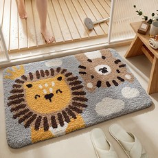 DEXI 부드러운 도톰 극세사 욕실 화장실 현관 미끄럼방지 논슬립 프리미엄 욕실 발매트, 사자