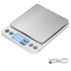 주방저울 전자저울 요리저울 0.1g 화이트 디지털 충전식 1kg, 1개, B-12