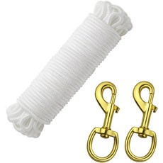 EKEV 14 직경 50피트 깃대 로프 회전 스냅 후크 2개 포함 - 라인 볼트 클립 빨랫줄 그네 등반 캠핑용 하드웨어 키트