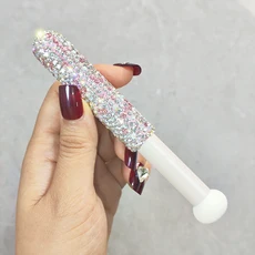 고급스러운 버섯 모양 라운드 헤드 컨실러 브러쉬 인조 다이아몬드 장식 스펀지 작은 눈가 무통, 1개