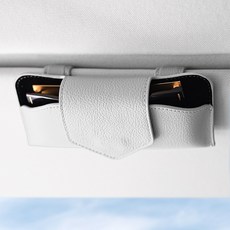 모두달라 고급 가죽 차량용 선글라스 거치대 케이스, 그레이