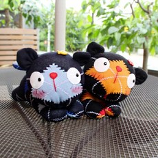 검은고양이 네로 양말인형 교구 펠트diy, 얼굴 포인트 노랑, 1개