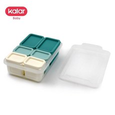 副產品保存盒 冷凍盒【食品級硅膠材質 耐高溫水煮220 抗寒-20 抗壓抗摔】密封矽膠盒 矽膠輔食盒, 1個, 墨綠色漸變2中4小【430ml】