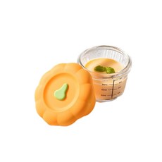 USBETTAS 嬰兒輔食盒 玻璃保鮮儲存 可蒸煮, 可帶蓋子蒸煮 南瓜橙140ML, 1套, 140ml