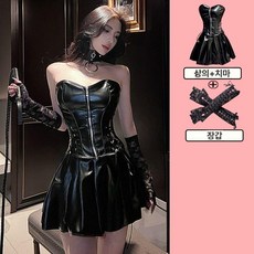 캣우먼 할로윈 고양이의상 의상 파티 분장 가면 코스튬 제품 코스프레 코스프레복 비, 9.검은색 2종 세트+장갑 S