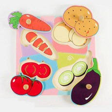 아동퍼즐장난감 끼우기놀이 유아 야채 채소 퍼즐완구 나무블럭 퍼즐놀이, 4피스, 1개