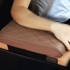 필수존 차량용 가죽 콘솔쿠션 팔걸이쿠션, 1개, 브라운