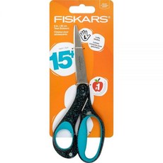 피스카스 청소년용 왼손잡이 20cm 소프트 그립 가위, 파란색 반점