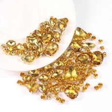 백 재봉 세팅 라인석 프롱 금속 모양 유리 혼합 Choupee 130PCs 클로, gold, 1개