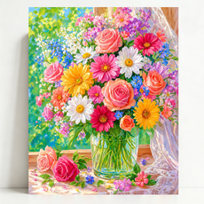 서은이네 보석십자수 캔버스형 DIY 비즈 십자수 40x50cm, 1세트, RR-04 꽃