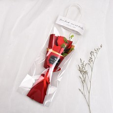 香皂玫瑰花束 附透明提袋, 1個, 紅色玫瑰 贈英文透明提袋