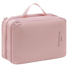 雙層旅行壓縮袋 衣物收納袋 二層衣物壓縮包 雙面壓縮收納包 韓國壓縮袋, 1個, #2 粉色 M 號, 1個裝