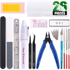 24Pcs 모델러 기본 도구 공예품 세트 취미 건축 키트 건담 모델 전문 건축용 플라스틱 케이스 포함, 1개