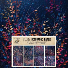 디커플리지 페이퍼 팩(24매 6 x6 ) 매직 포레스트 스테인드 글라스 빈티지 스타일 패턴 공예 및 스크랩북용