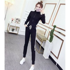 春秋爆款 顯瘦短版外套 高腰長褲 兩件式運動休閒套裝 秋天套裝 兩件套 長袖套裝 a0249