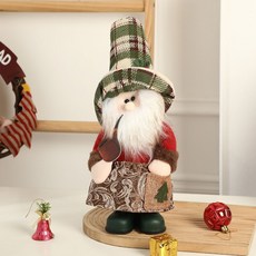 聖誕伸縮裝飾用品玩偶雪人麋鹿公仔娃娃擺件櫥窗佈置, 1個, 禮帽站姿35老人