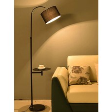 블랙 장스탠드 조명 사이드테이블 무드등 선반 활스탠드, 블랙 12w LED 웜라이트+USB 충전