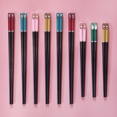 親子合金筷子3雙裝4家用防滑寶寶短小孩分人標志家庭筷一家三口四筷子環保筷防滑筷子耐熱筷子餐具用品, 爸媽+黃貓粉貓+kt+長女+短綠黃粉, 1個