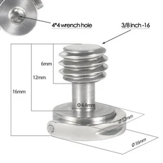 삼각대 1/4 인치-20 카메라 나사 D 링 핸들 퀵 릴리스 스테인레스 스틸 SLR 리그 플레이트 짐벌 모노 포드, 01 빠른  Mainland, 16 Stainless 3 8 Screw